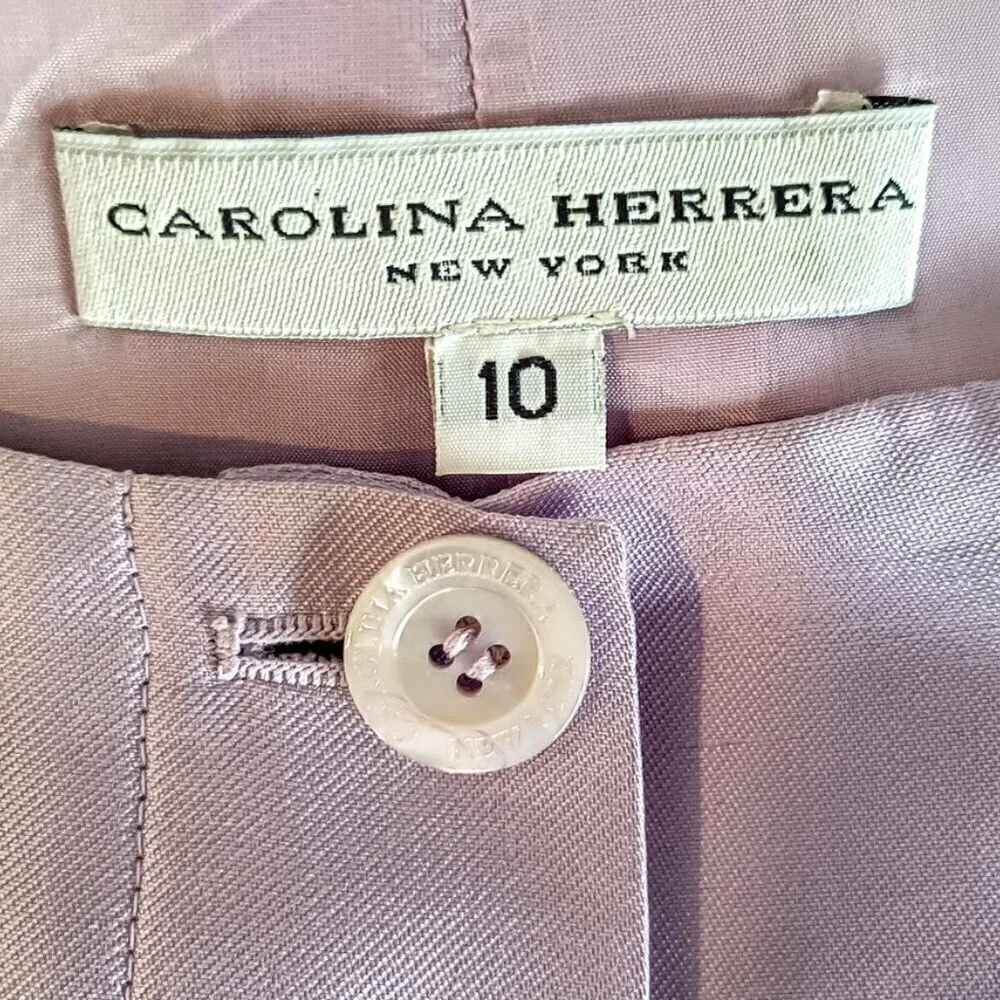 Carolina Herrera Lavender Italian Silk Cotton Belted Blazer Jacket